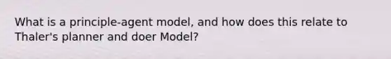 What is a principle-agent model, and how does this relate to Thaler's planner and doer Model?