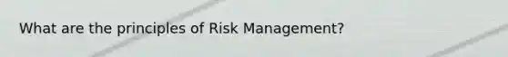 What are the principles of Risk Management?