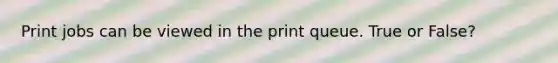 Print jobs can be viewed in the print queue. True or False?