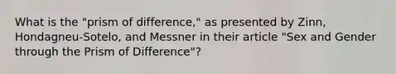 What is the "prism of difference," as presented by Zinn, Hondagneu-Sotelo, and Messner in their article "Sex and Gender through the Prism of Difference"?