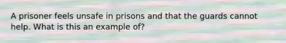 A prisoner feels unsafe in prisons and that the guards cannot help. What is this an example of?