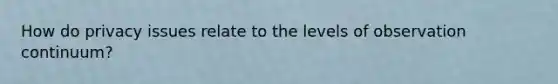 How do privacy issues relate to the levels of observation continuum?