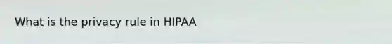 What is the privacy rule in HIPAA