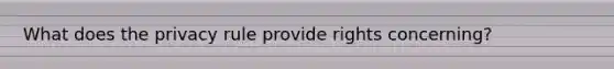 What does the privacy rule provide rights concerning?