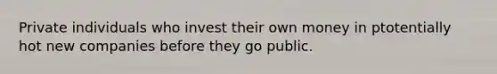 Private individuals who invest their own money in ptotentially hot new companies before they go public.