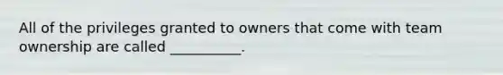 All of the privileges granted to owners that come with team ownership are called __________.