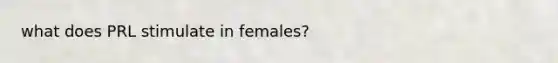 what does PRL stimulate in females?