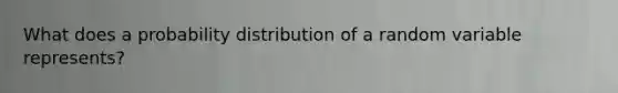 What does a probability distribution of a random variable represents?