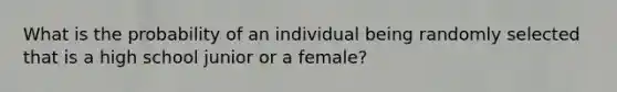 What is the probability of an individual being randomly selected that is a high school junior or a female?