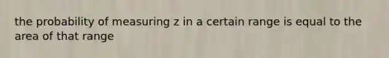 the probability of measuring z in a certain range is equal to the area of that range