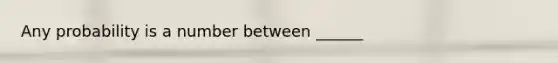 Any probability is a number between ______