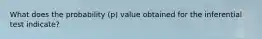 What does the probability (p) value obtained for the inferential test indicate?