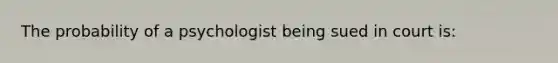 The probability of a psychologist being sued in court is: