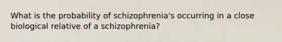 What is the probability of schizophrenia's occurring in a close biological relative of a schizophrenia?