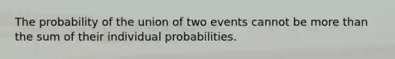 The probability of the union of two events cannot be more than the sum of their individual probabilities.