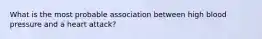 What is the most probable association between high blood pressure and a heart attack?