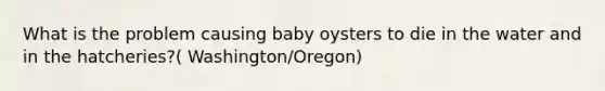 What is the problem causing baby oysters to die in the water and in the hatcheries?( Washington/Oregon)