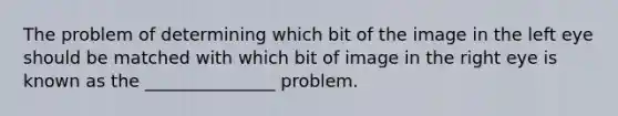 The problem of determining which bit of the image in the left eye should be matched with which bit of image in the right eye is known as the _______________ problem.