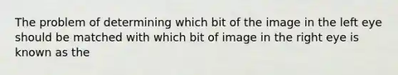 The problem of determining which bit of the image in the left eye should be matched with which bit of image in the right eye is known as the