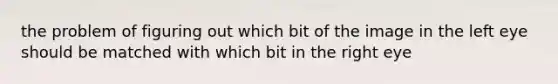the problem of figuring out which bit of the image in the left eye should be matched with which bit in the right eye