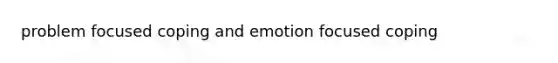 problem focused coping and emotion focused coping