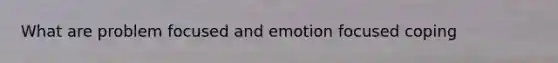 What are problem focused and emotion focused coping