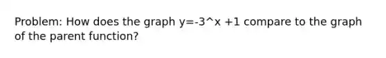 Problem: How does the graph y=-3^x +1 compare to the graph of the parent function?