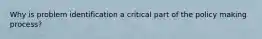 Why is problem identification a critical part of the policy making process?