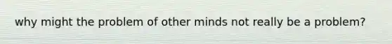 why might the problem of other minds not really be a problem?