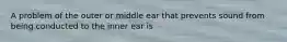 A problem of the outer or middle ear that prevents sound from being conducted to the inner ear is