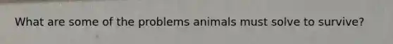 What are some of the problems animals must solve to survive?