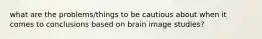 what are the problems/things to be cautious about when it comes to conclusions based on brain image studies?