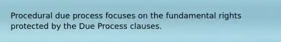 Procedural due process focuses on the fundamental rights protected by the Due Process clauses.