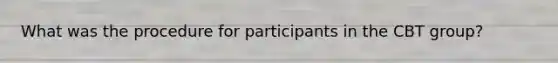 What was the procedure for participants in the CBT group?