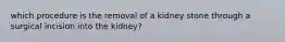 which procedure is the removal of a kidney stone through a surgical incision into the kidney?