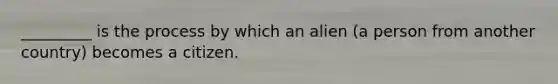_________ is the process by which an alien (a person from another country) becomes a citizen.