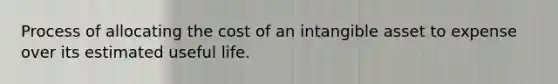 Process of allocating the cost of an intangible asset to expense over its estimated useful life.