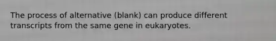 The process of alternative (blank) can produce different transcripts from the same gene in eukaryotes.