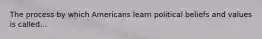 The process by which Americans learn political beliefs and values is called...