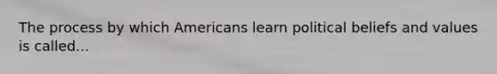 The process by which Americans learn political beliefs and values is called...