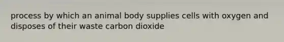 process by which an animal body supplies cells with oxygen and disposes of their waste carbon dioxide