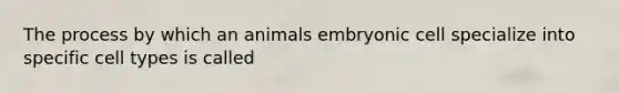 The process by which an animals embryonic cell specialize into specific cell types is called