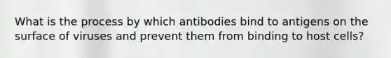 What is the process by which antibodies bind to antigens on the surface of viruses and prevent them from binding to host cells?