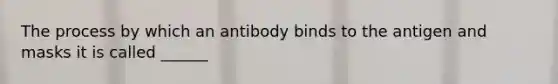 The process by which an antibody binds to the antigen and masks it is called ______