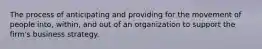 The process of anticipating and providing for the movement of people into, within, and out of an organization to support the firm's business strategy.