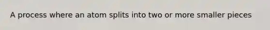 A process where an atom splits into two or more smaller pieces