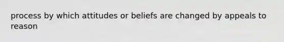 process by which attitudes or beliefs are changed by appeals to reason