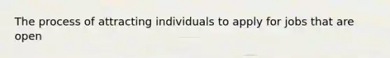 The process of attracting individuals to apply for jobs that are open