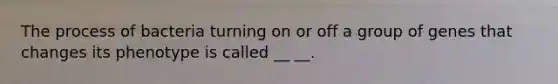 The process of bacteria turning on or off a group of genes that changes its phenotype is called __ __.