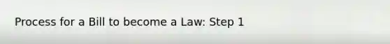 Process for a Bill to become a Law: Step 1